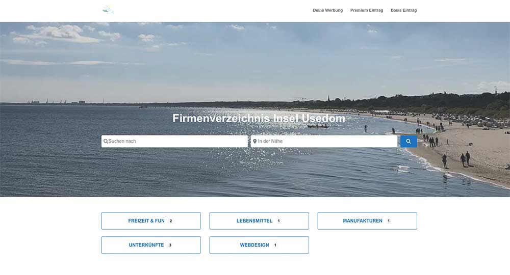 Screenshot Firmenverzeichnis Insel Usedom